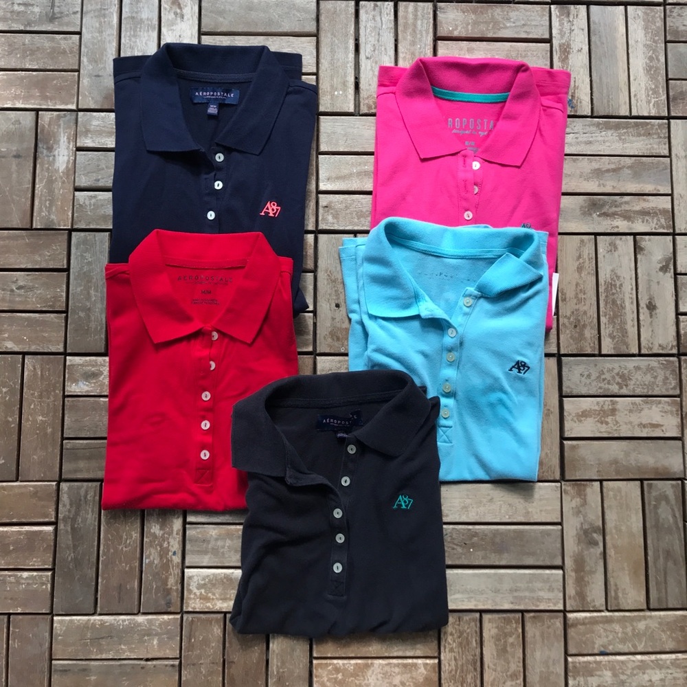 Aeropostale polo uniform shirts (5) for teens