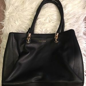 Black Leather Cole Haan Tote