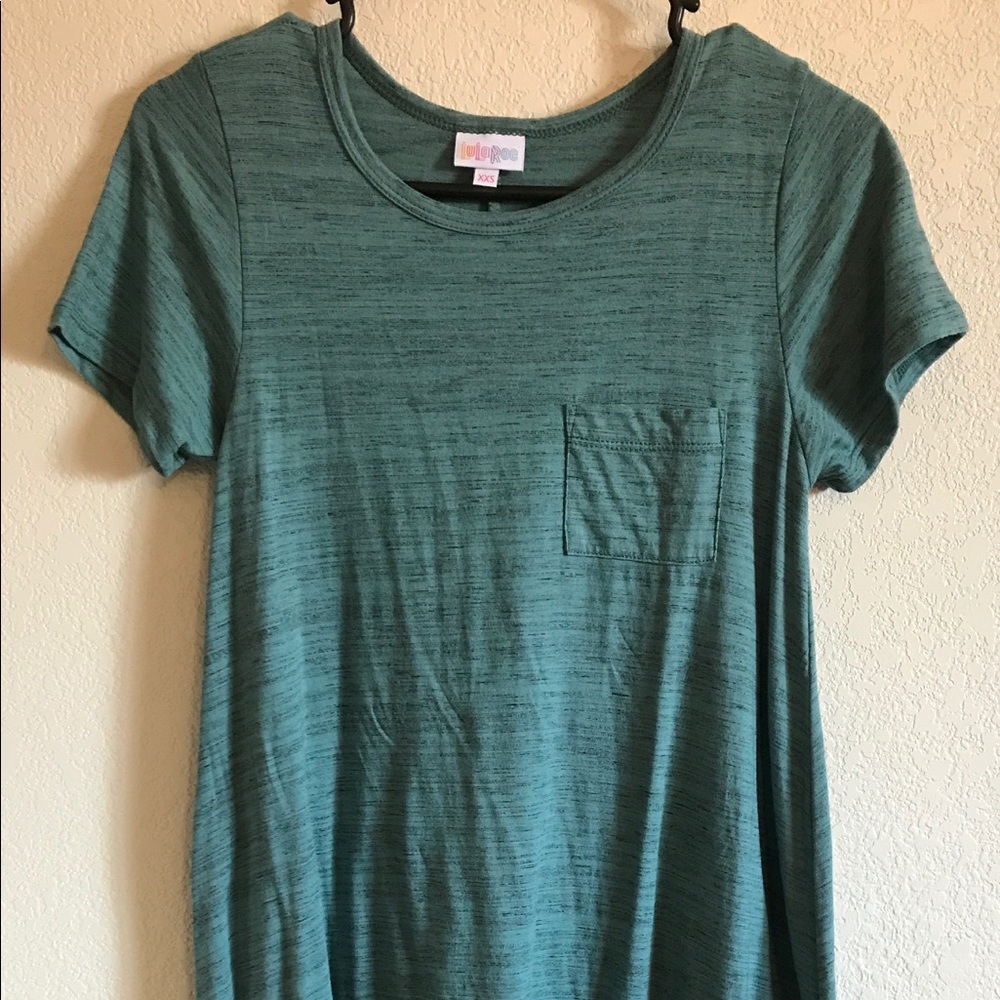 LuLaRoe XXS Carly Dress Celadon Green Microstripe