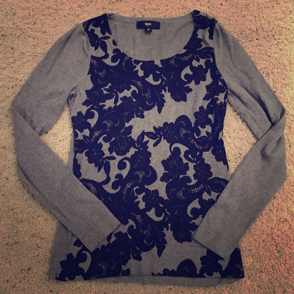 Lace printed scoopneck sweater - Picture 1 of 3