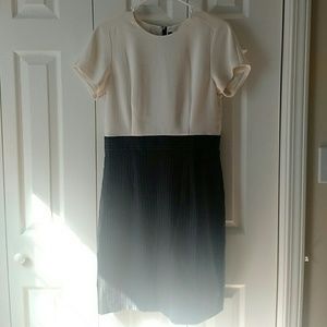 J. Crew Off-White & Pinstripe Dark Gray Dress 8