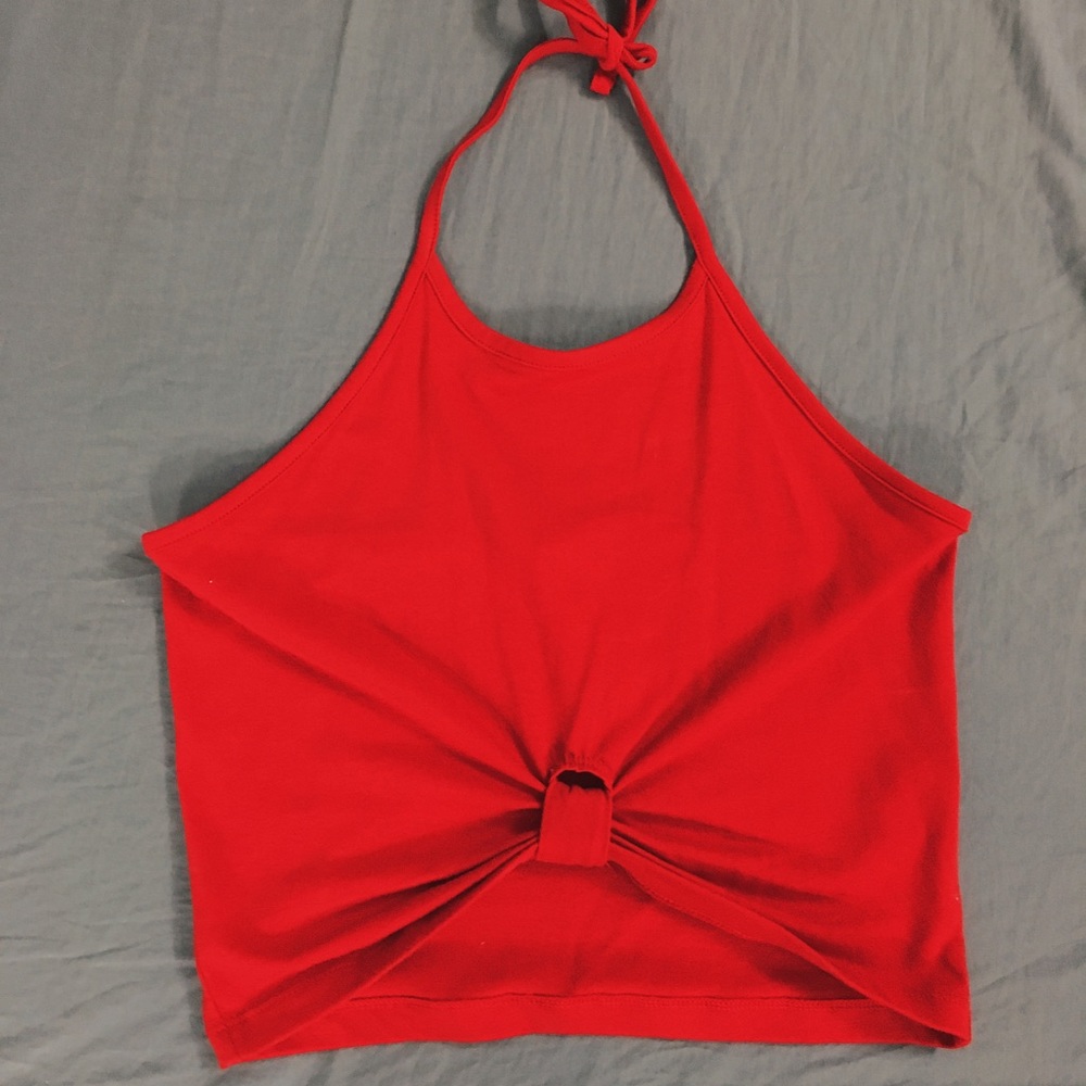 Red halter crop top