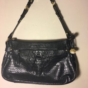 Brahmin Black Croc Textured Purse
