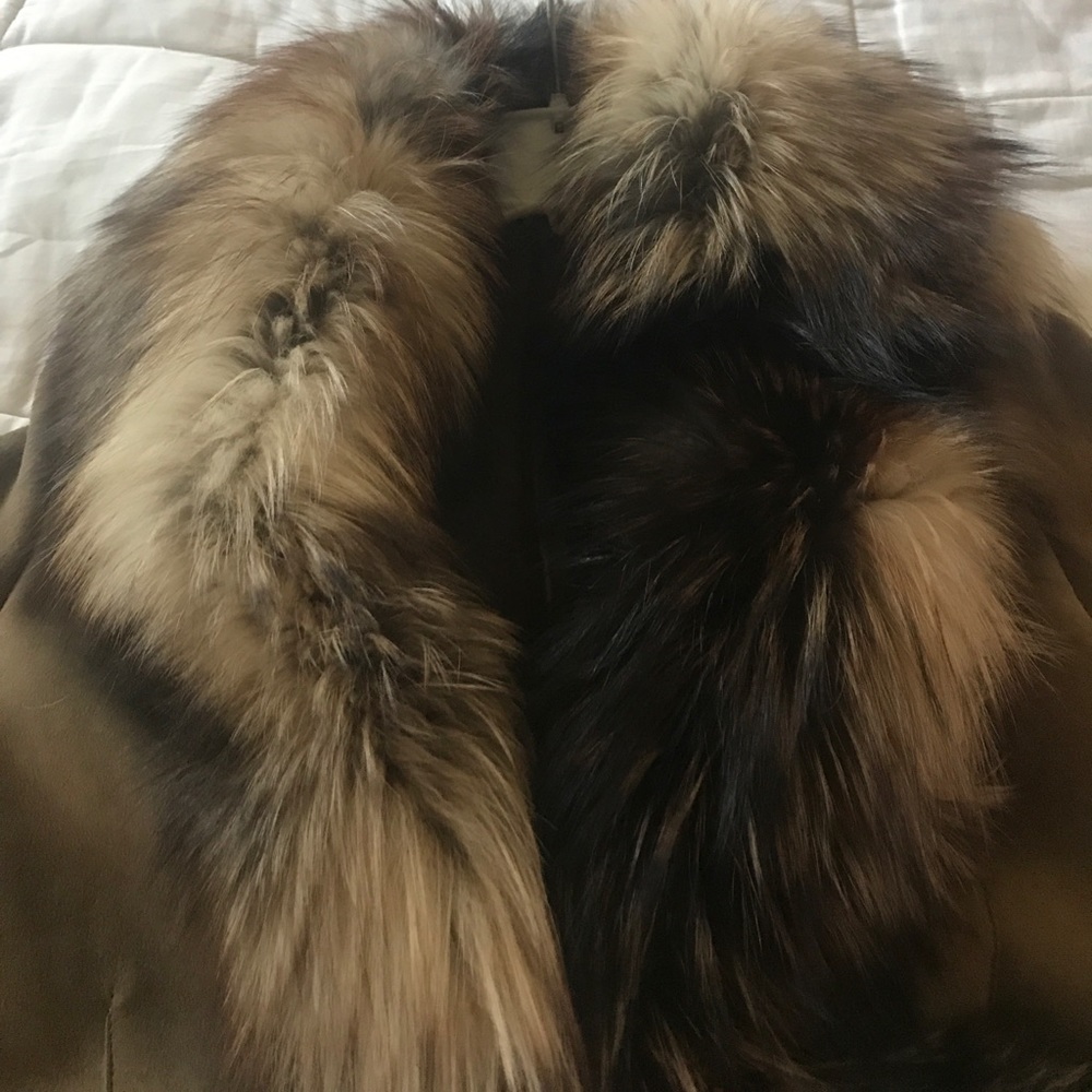 Shearling custom made suede mid length fur jacket