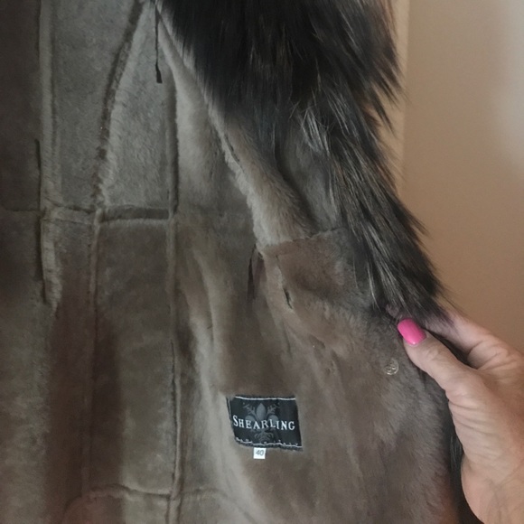 Shearling custom made suede mid length fur jacket - Picture 5 of 8
