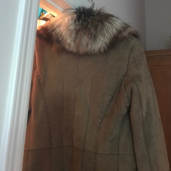 Shearling custom made suede mid length fur jacket - Picture 8 of 8