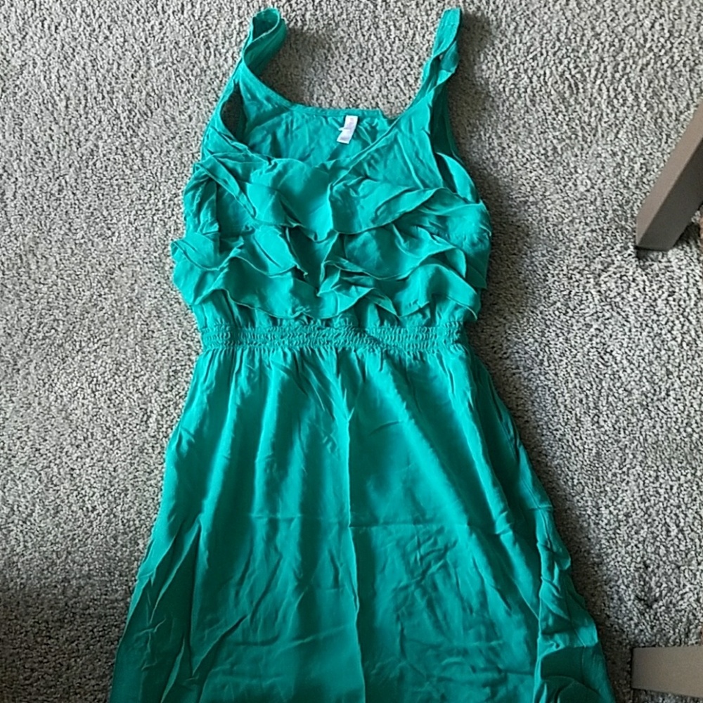 Turquoise dress with ruffles