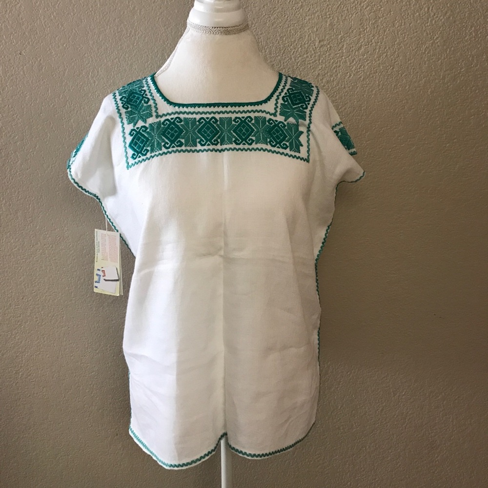 *MORE COLORS see photo* Hand embroidered linen top