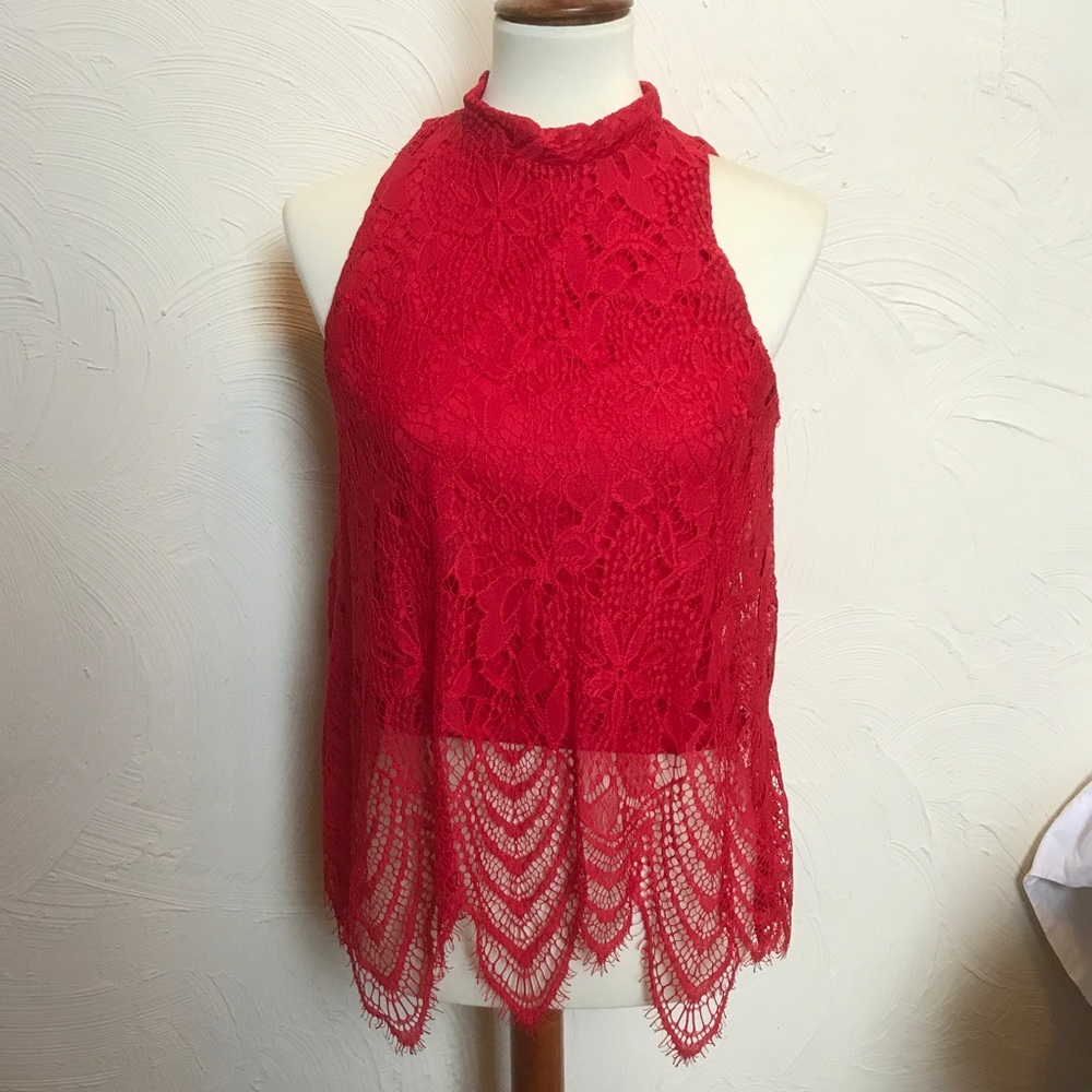 NEW Red Lacey Top