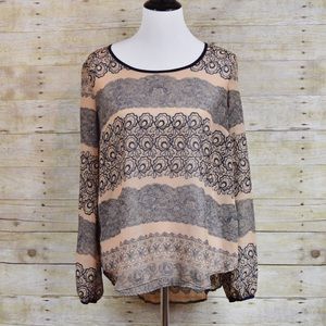 Blu Pepper Navy & Nude / Peach Long Sleeve Top