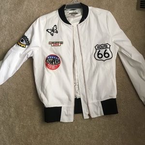 Black & White Patched Bomber Jacket