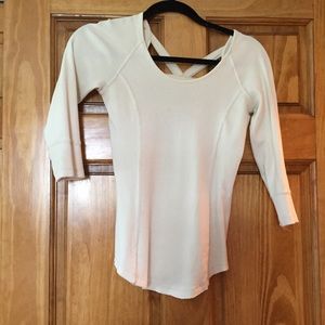 FREE PEOPLE RIB KNIT FANCY BACK 3/4 SLEEVE