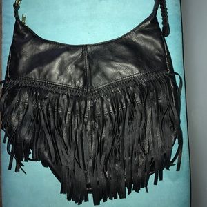 Black Fringe Hobo Bag