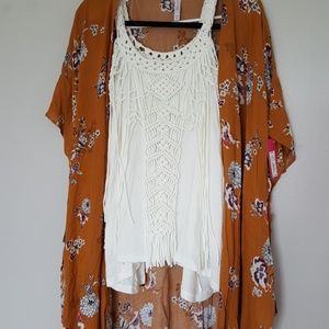 White Fringe Tank NEW