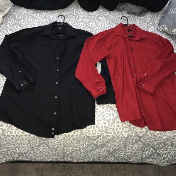 Black & red long sleeve button up - Picture 1 of 4