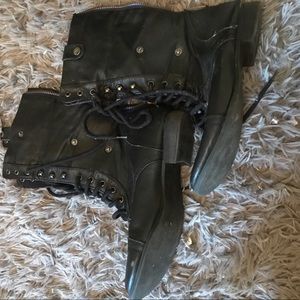 black combat boots