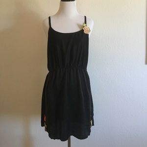 Eloise for Anthropologie silk slip dress w/ flower