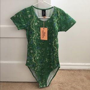 Samantha Pleet green wallpaper bodysuit