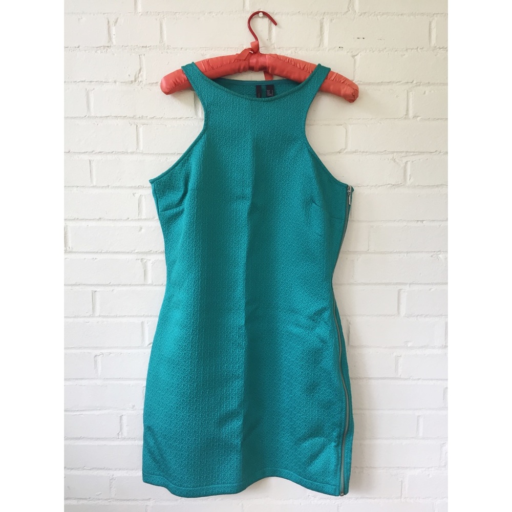 Turquoise High-neck Dress