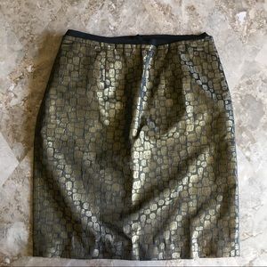 Green gold pencil skirt