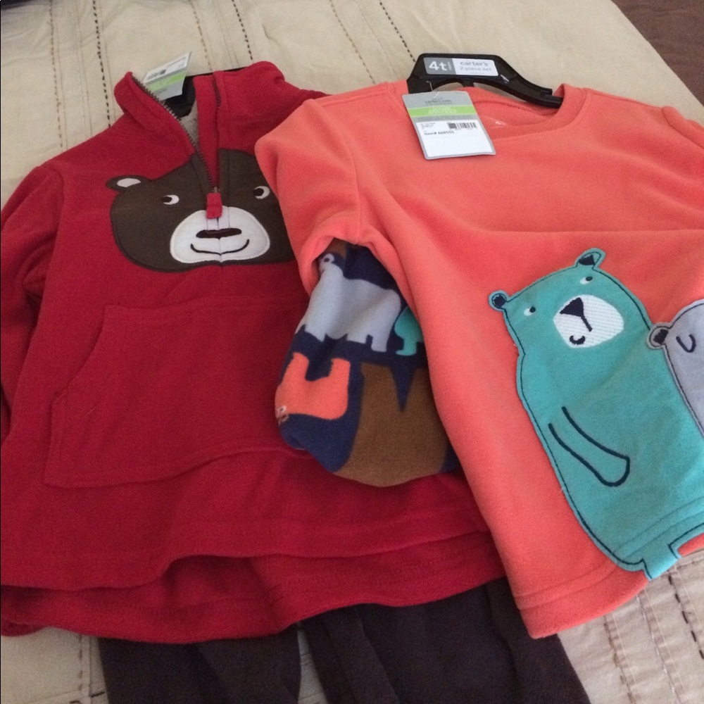 2 2-piece fleece Carter's sets Boys 4T NWT