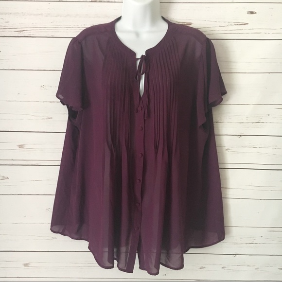 torrid Tops - Torrid Plum Button Blouse
