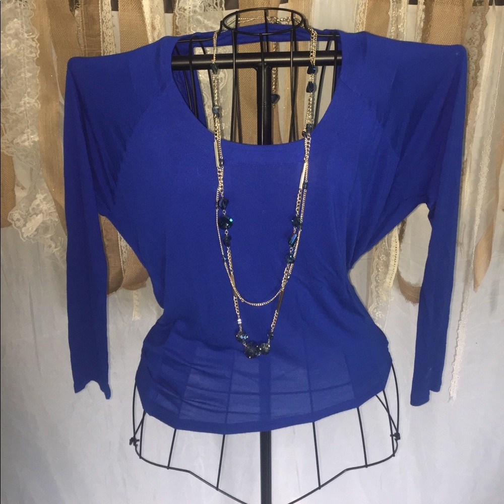 Flirty and sexy colbolt blue Express open back top