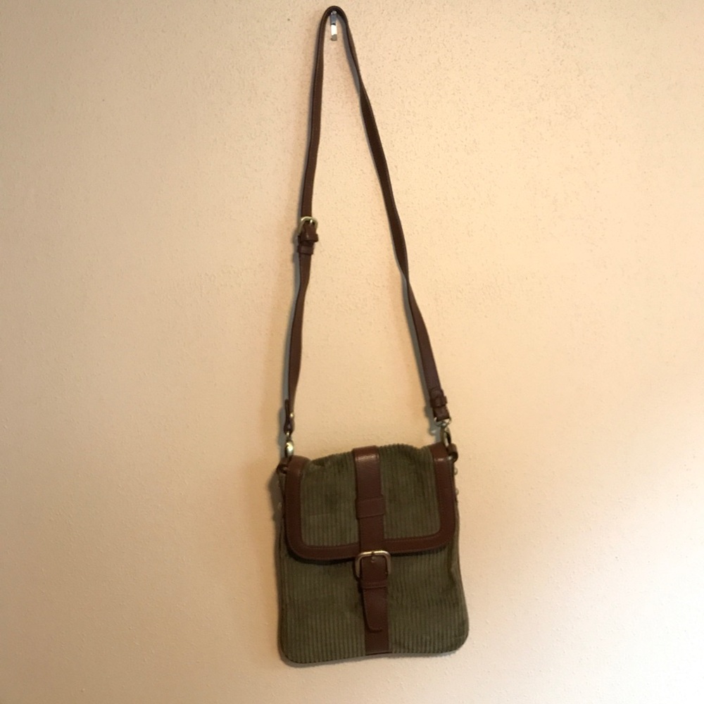 Green Corduroy Crossbody Bag