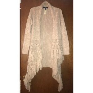 Tan fringe cardigan