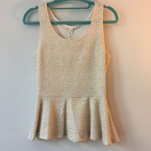 White/Gold Peplum Top
