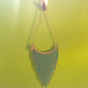 Beaded Statement Necklace with Feather Charm