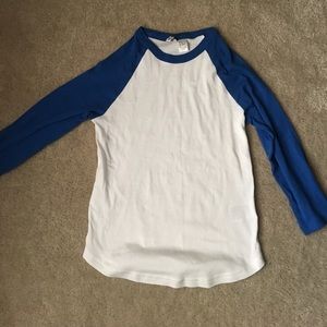 Blue & White baseball Tee- Mid sleeve
