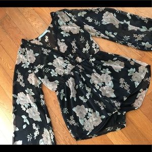 Black & Flower Romper- Lily Rain