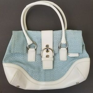 Coach Signature Satchel Blue & White