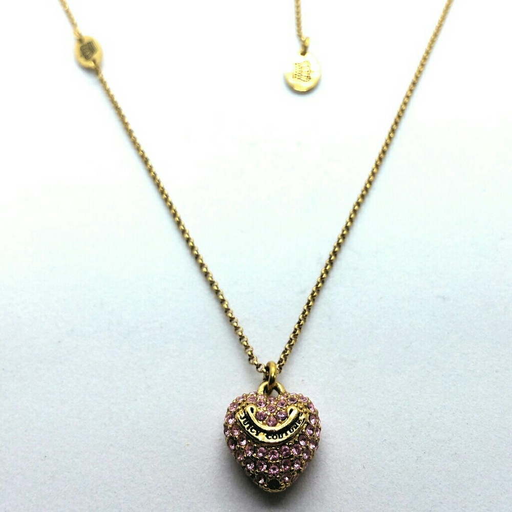 Juicy Couture pink pave heart necklace