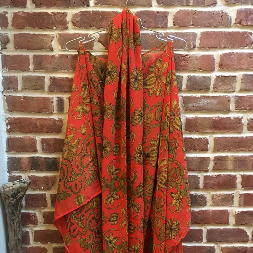 Custom Beautiful Drapey Tangerine & Gold Coverup