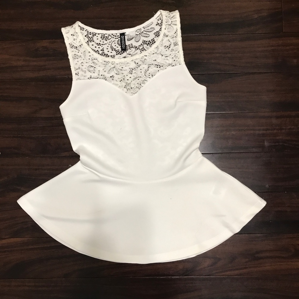 White lace back peplum