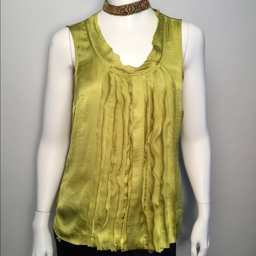 Adiva green yellow gorgeous blouse Sz S