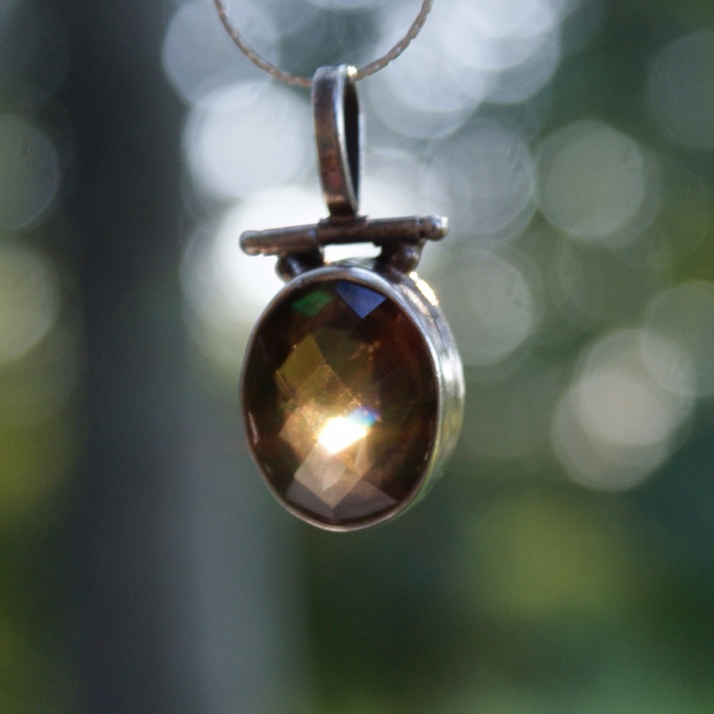 Sterling Silver Faceted Brown Spinel Pendant - Picture 2 of 8