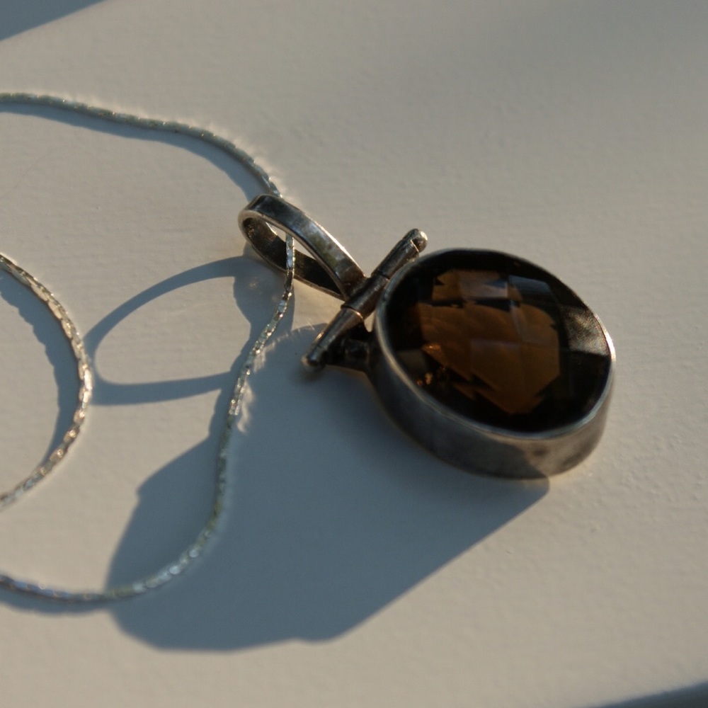 Sterling Silver Faceted Brown Spinel Pendant - Picture 5 of 8