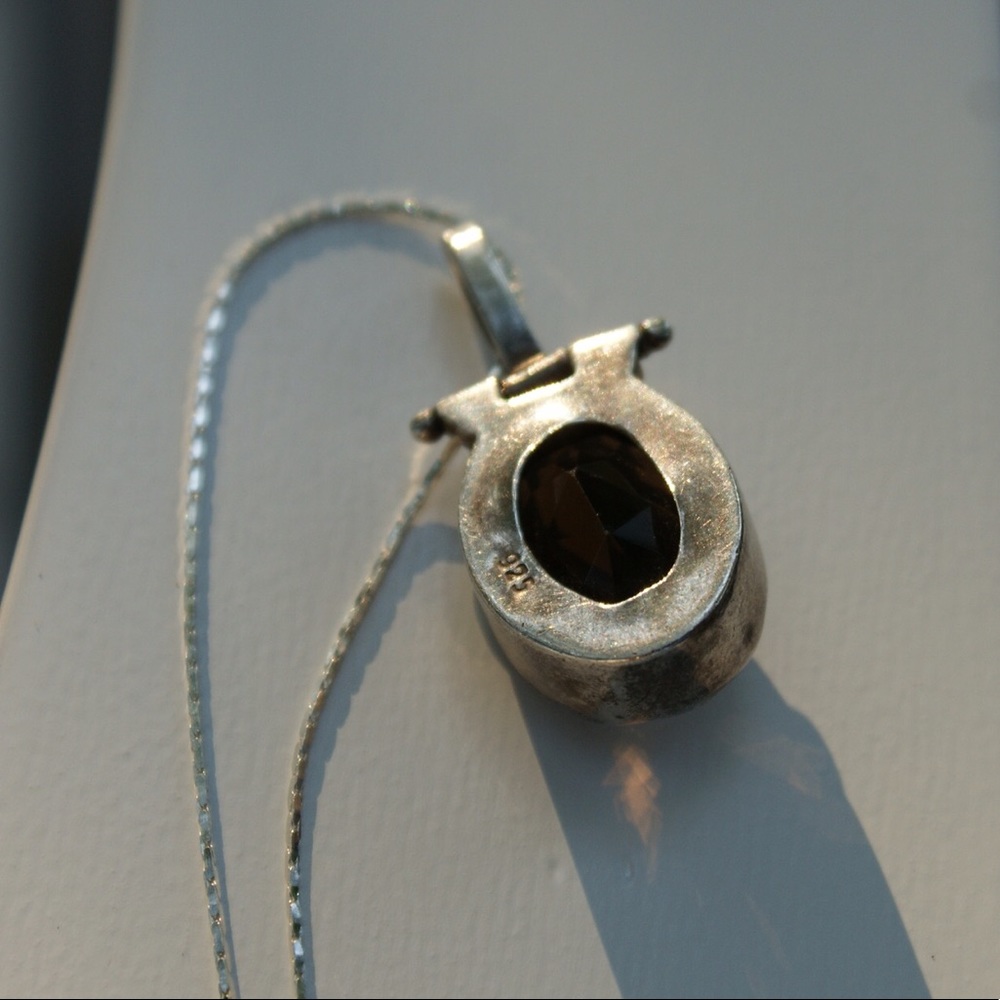 Sterling Silver Faceted Brown Spinel Pendant - Picture 6 of 8