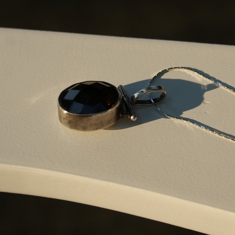 Sterling Silver Faceted Brown Spinel Pendant - Picture 7 of 8