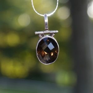 Sterling Silver Faceted Brown Spinel Pendant