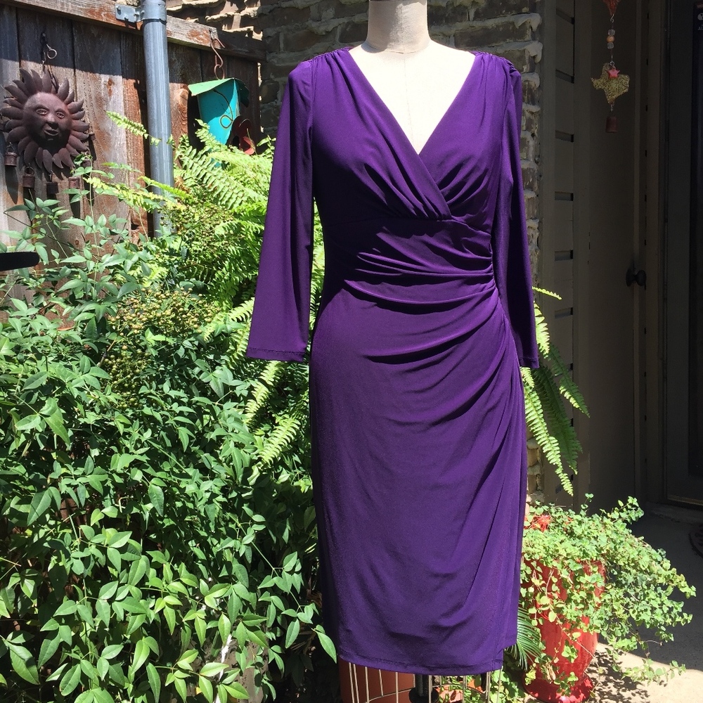 Ralph Lauren Faux Wrap Purple Knit Dress