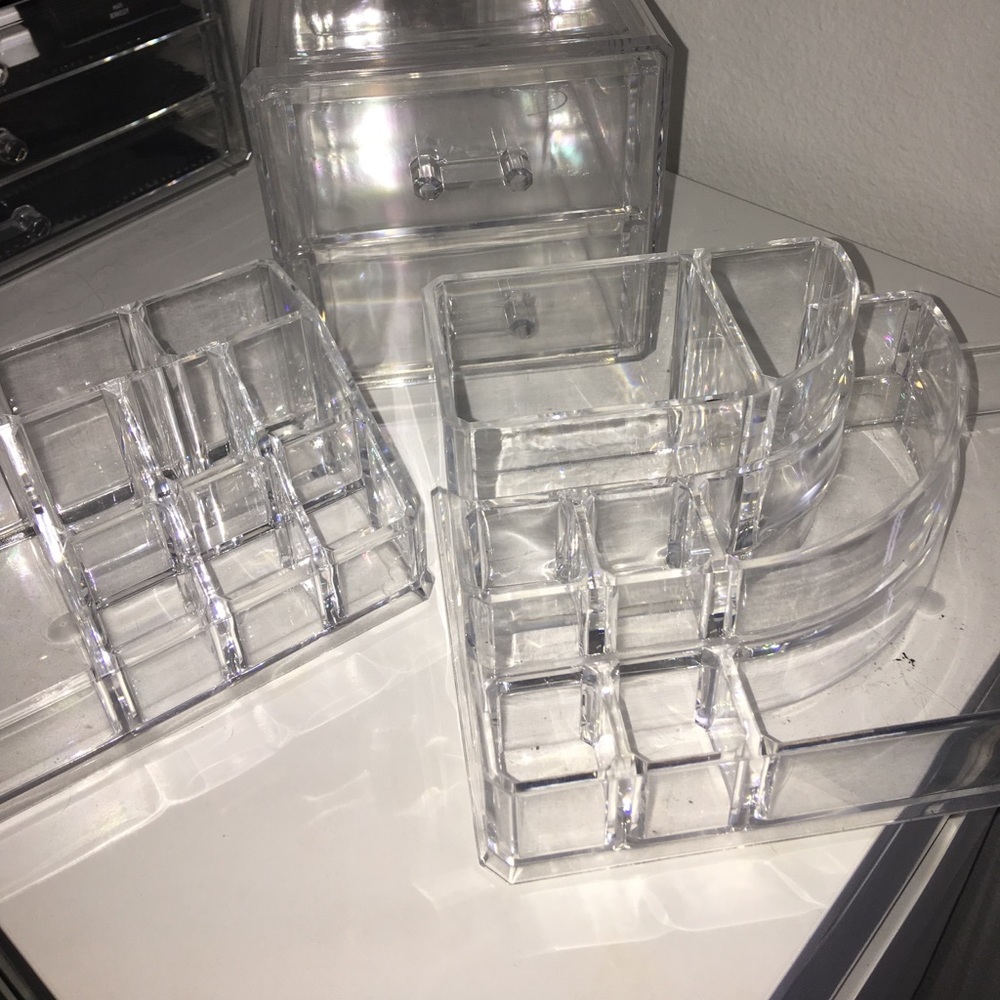 Lot of 4 Acrylic Makeup Organizers