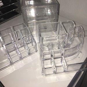 Lot of 4 Acrylic Makeup Organizers