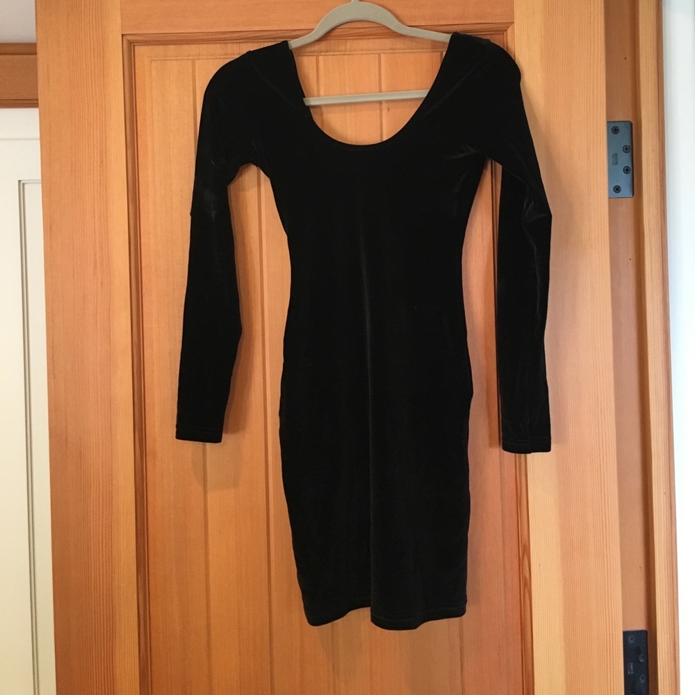 American apparel black velvet mini dress