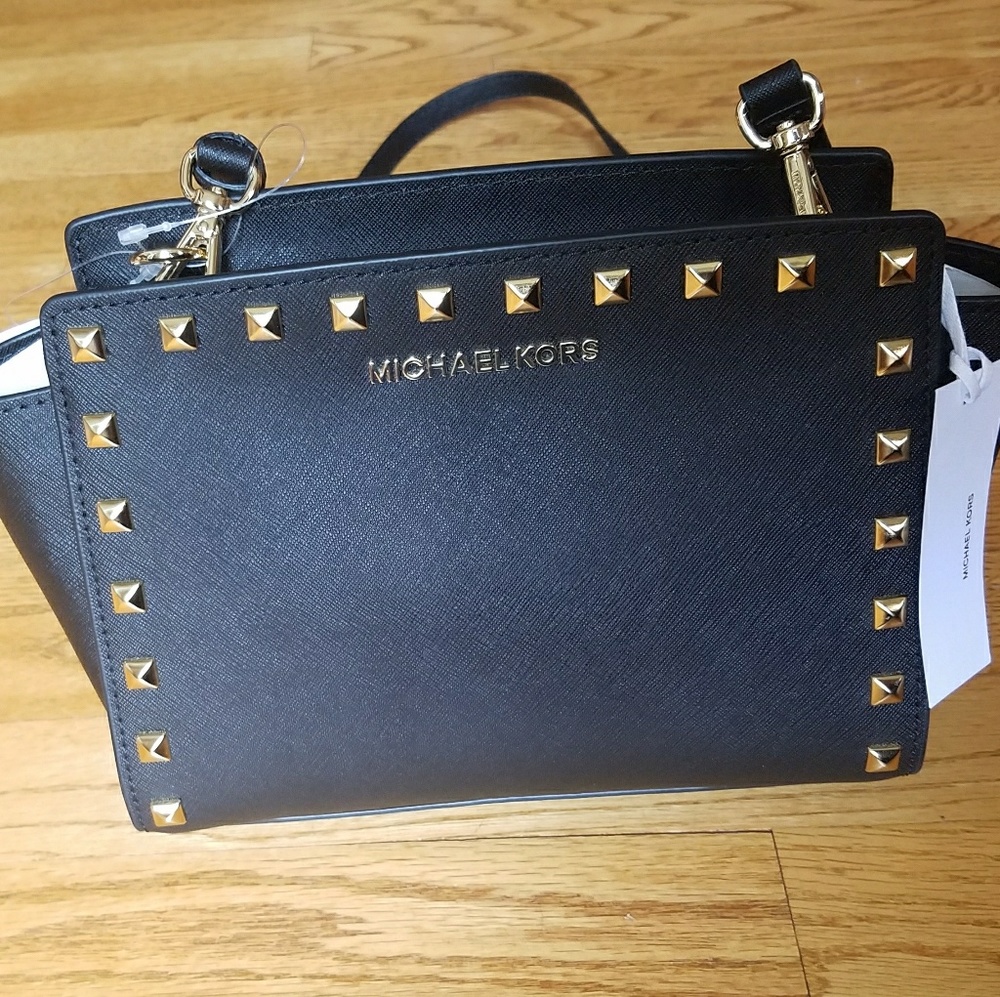 NWT Michael Kors Selma Stud Black Purse