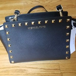 NWT Michael Kors Selma Stud Black Purse