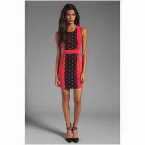 Tracy Reese lace front sheath coral dress